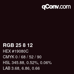 カラーコード: RGB 25 8 12 | qconv.com