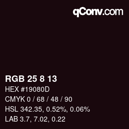 Color code: RGB 25 8 13 | qconv.com