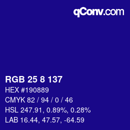 Color code: RGB 25 8 137 | qconv.com