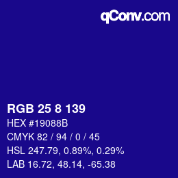 Color code: RGB 25 8 139 | qconv.com