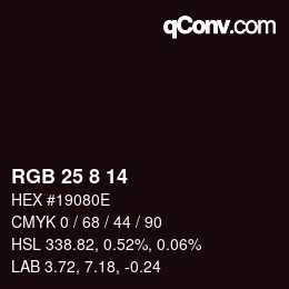 カラーコード: RGB 25 8 14 | qconv.com