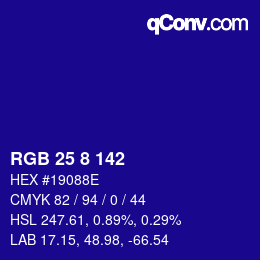 Color code: RGB 25 8 142 | qconv.com