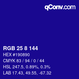 Color code: RGB 25 8 144 | qconv.com