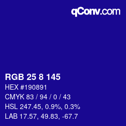Color code: RGB 25 8 145 | qconv.com
