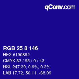 カラーコード: RGB 25 8 146 | qconv.com