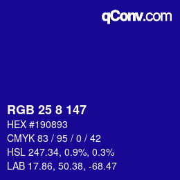 カラーコード: RGB 25 8 147 | qconv.com