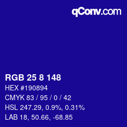 Color code: RGB 25 8 148 | qconv.com