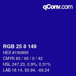 カラーコード: RGB 25 8 149 | qconv.com