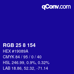 カラーコード: RGB 25 8 154 | qconv.com