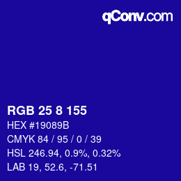 Color code: RGB 25 8 155 | qconv.com