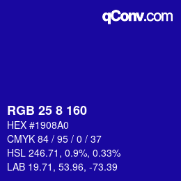 Color code: RGB 25 8 160 | qconv.com