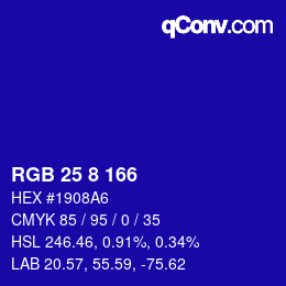 Color code: RGB 25 8 166 | qconv.com