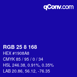 Color code: RGB 25 8 168 | qconv.com