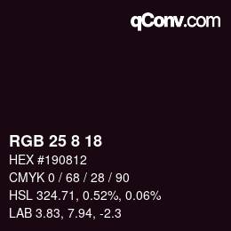 カラーコード: RGB 25 8 18 | qconv.com