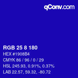 Color code: RGB 25 8 180 | qconv.com