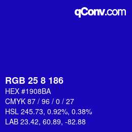 Color code: RGB 25 8 186 | qconv.com