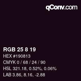 カラーコード: RGB 25 8 19 | qconv.com