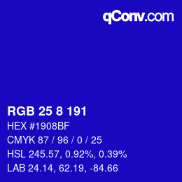 Color code: RGB 25 8 191 | qconv.com