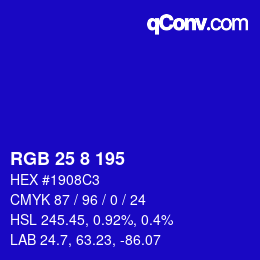 Color code: RGB 25 8 195 | qconv.com