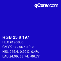 Color code: RGB 25 8 197 | qconv.com