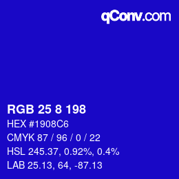 Color code: RGB 25 8 198 | qconv.com
