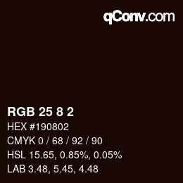 Color code: RGB 25 8 2 | qconv.com