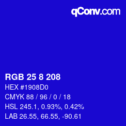 Color code: RGB 25 8 208 | qconv.com
