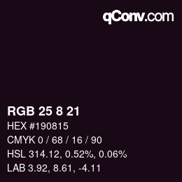 Color code: RGB 25 8 21 | qconv.com