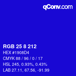 Color code: RGB 25 8 212 | qconv.com
