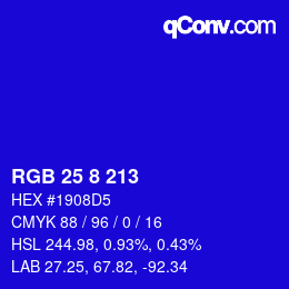 カラーコード: RGB 25 8 213 | qconv.com