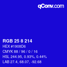 カラーコード: RGB 25 8 214 | qconv.com