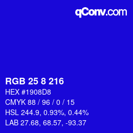 Color code: RGB 25 8 216 | qconv.com