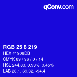 Color code: RGB 25 8 219 | qconv.com