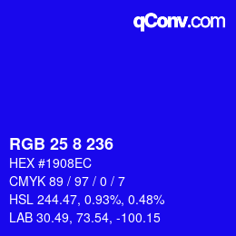 Color code: RGB 25 8 236 | qconv.com