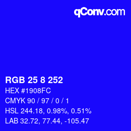 Color code: RGB 25 8 252 | qconv.com