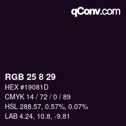 Color code: RGB 25 8 29 | qconv.com