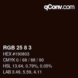 カラーコード: RGB 25 8 3 | qconv.com