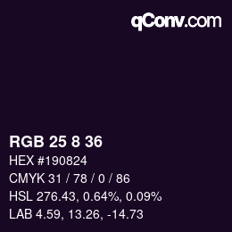 Farbcode: RGB 25 8 36 | qconv.com