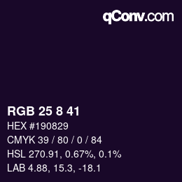 Color code: RGB 25 8 41 | qconv.com