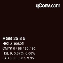 カラーコード: RGB 25 8 5 | qconv.com