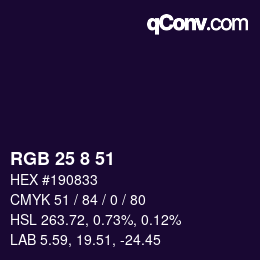 カラーコード: RGB 25 8 51 | qconv.com