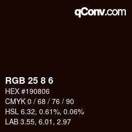 カラーコード: RGB 25 8 6 | qconv.com
