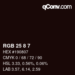 カラーコード: RGB 25 8 7 | qconv.com