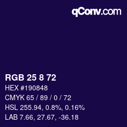 Color code: RGB 25 8 72 | qconv.com