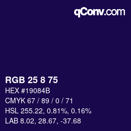 Color code: RGB 25 8 75 | qconv.com