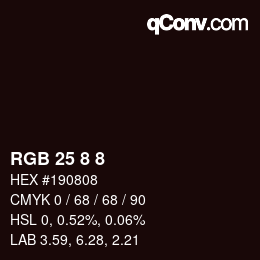 Código de color: RGB 25 8 8 | qconv.com
