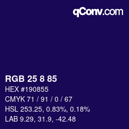 Color code: RGB 25 8 85 | qconv.com