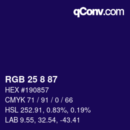 Color code: RGB 25 8 87 | qconv.com