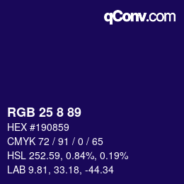 颜色代码: RGB 25 8 89 | qconv.com
