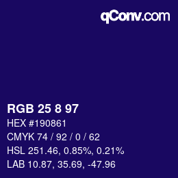 カラーコード: RGB 25 8 97 | qconv.com